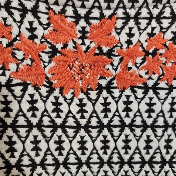 Anthropologie THML Shift Dress Aztec Embroidered Houndstooth 3/4 Sleeve sz  M - Picture 5 of 8